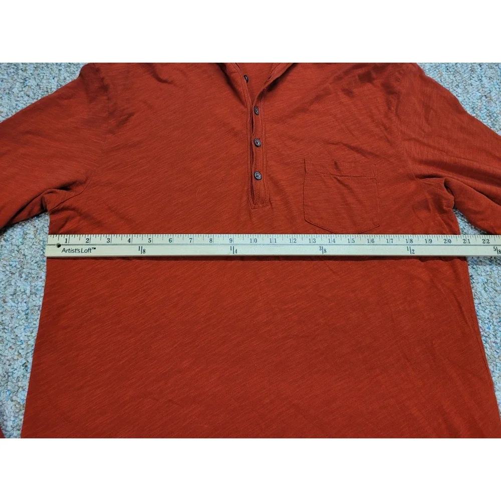 Polo Ralph‎ Lauren Shirt Mens Large Red Henley Hoodie Pullover Double Layer Pima